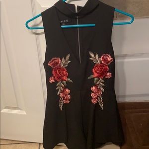 Black / floral romper